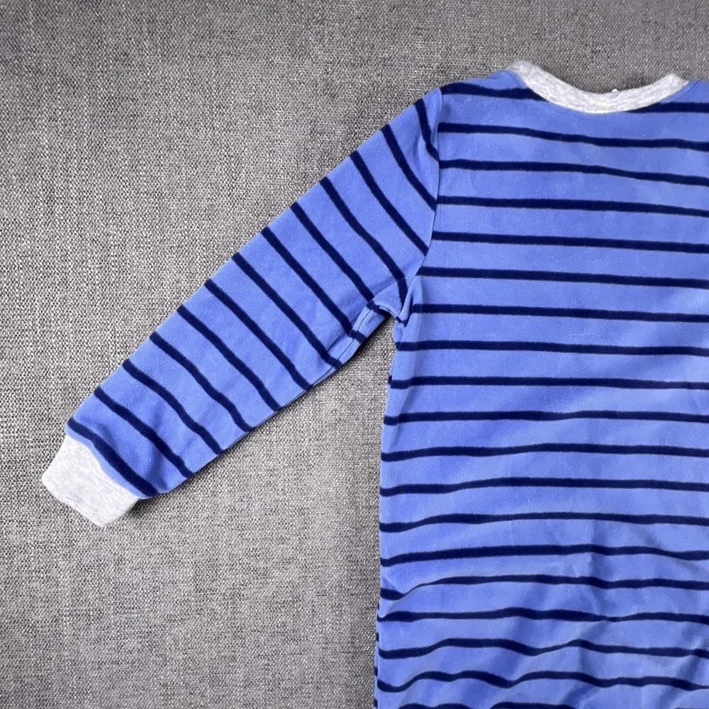 Carter's One Piece Footed Pajamas Blue Stripe Embroidered Dump Truck Boys 4T NWT